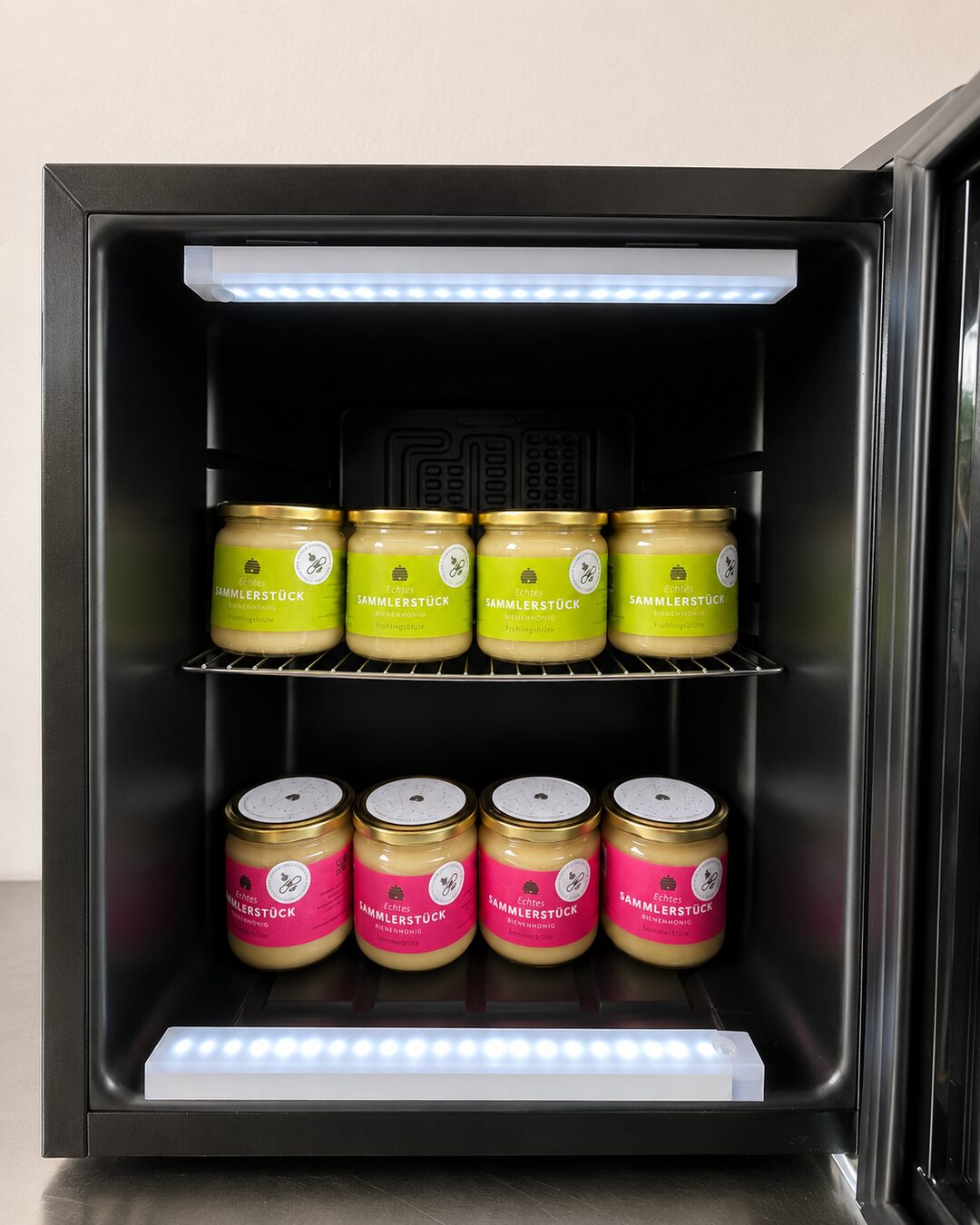 Honigbox – Gläser Frühlingsblüte und Sommerblüte im Kühlschrank